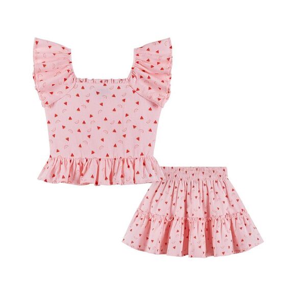 Andy & Evan Other - Andy & Evan Girls 2Pc Printed Top & Skirt Set, Pink